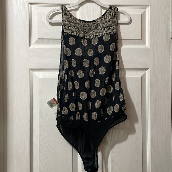 Free People Black Sleeveless Boho Bodysuit Large - Picture 4 of 6